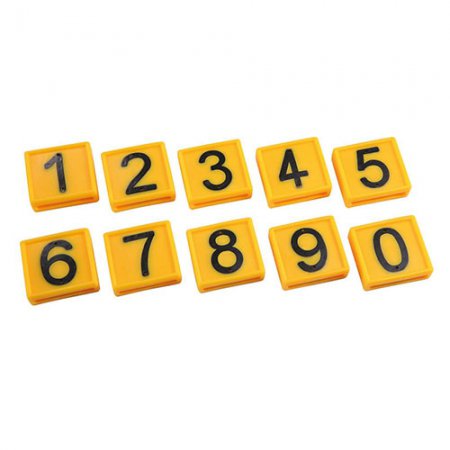Numéros jaunes pour collier - 12376 - Lot de 10 numéros 0 jaunes pour collier