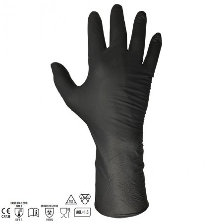 Gants nitrile noir Farm 300 - 50 gants (25 paires) - 221571/10 - Gants nitrile noir Farm 300 - 50 gants (25 paires) - Taille S / par 10 boites mini.