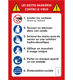 Affiche A4 adhésive prévention gestes barrières