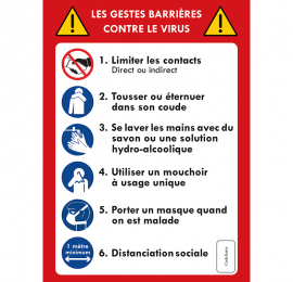 Affiche A4 adhésive prévention gestes barrières