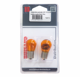 Ampoule poirette PY 12V 21W orange Hella sous blister / lot de 2